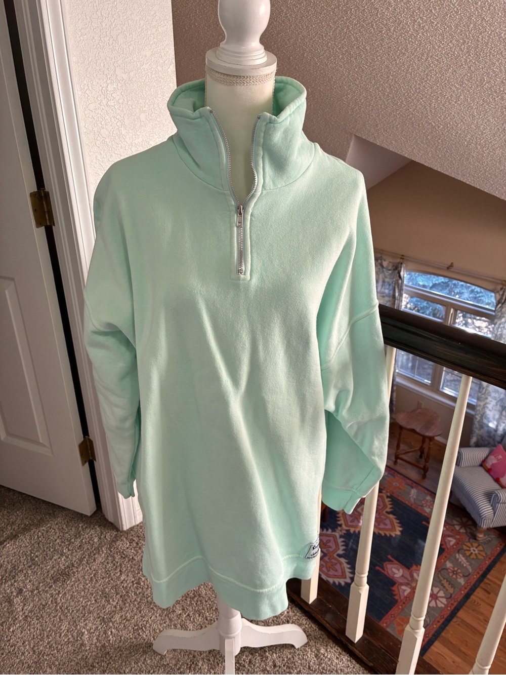 Sloppy Joe by Jackie Harris Mint Half-Zip Pullover